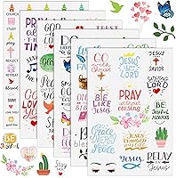 Vista 1 de 48 hojas de 1419 piezas de calcomanías cristianas para la Biblia, motivación y escritura, planificador de diario, notas de aliento devocional