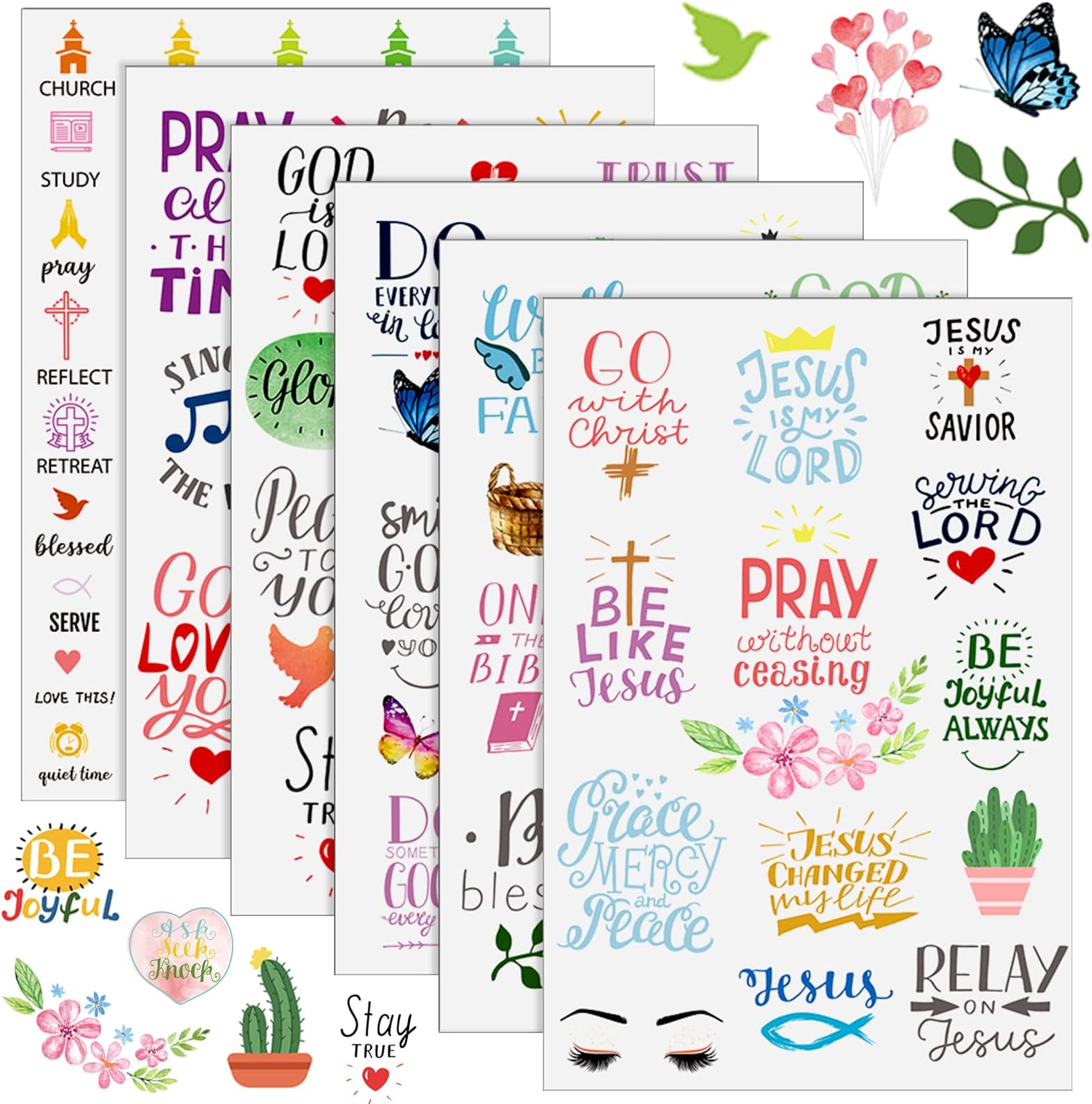48 Sheet 1419 Pieces Christian Stickers Bible Stickers Motivation Scripture Planner Journaling Sticker Devotional Encouragement Notes Goals Planner Reminder Bible Accessories Sunday Fun Day, 16 Styles