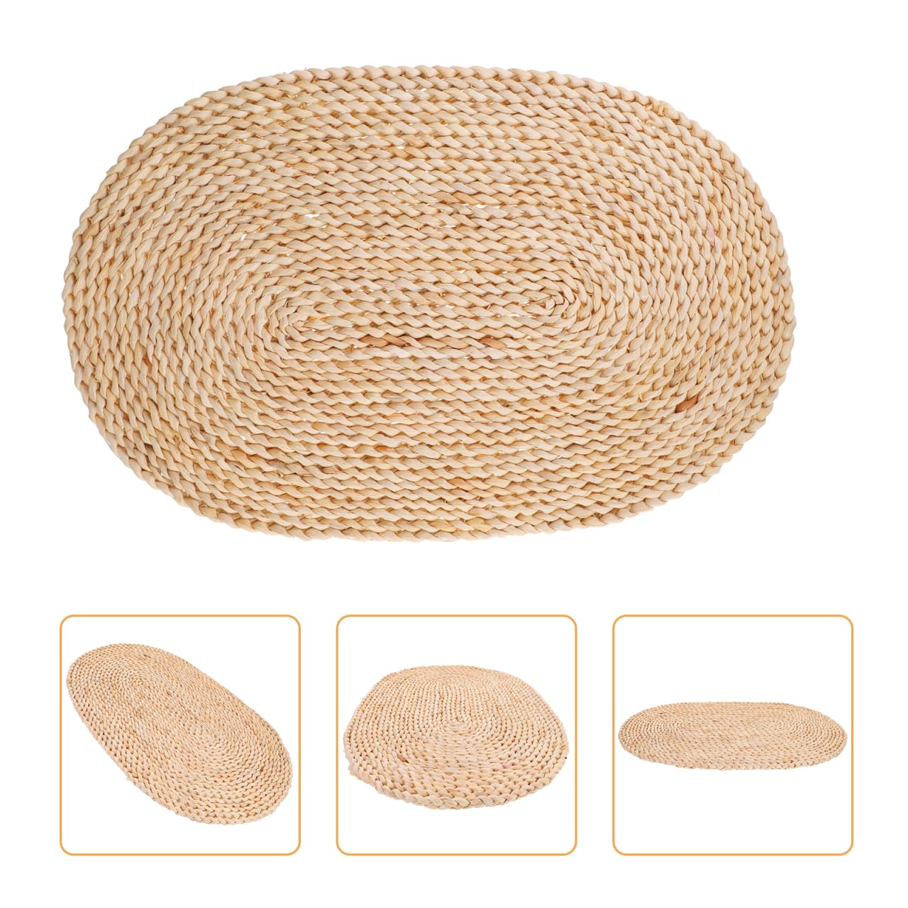 Cabilock Set de Table Oval en Paille de Maïs Tressée Naturelle 30x45 Cm Antidérapant Résistant la Chaleur pour Table à Manger Usage Quotidien Décor Rustique