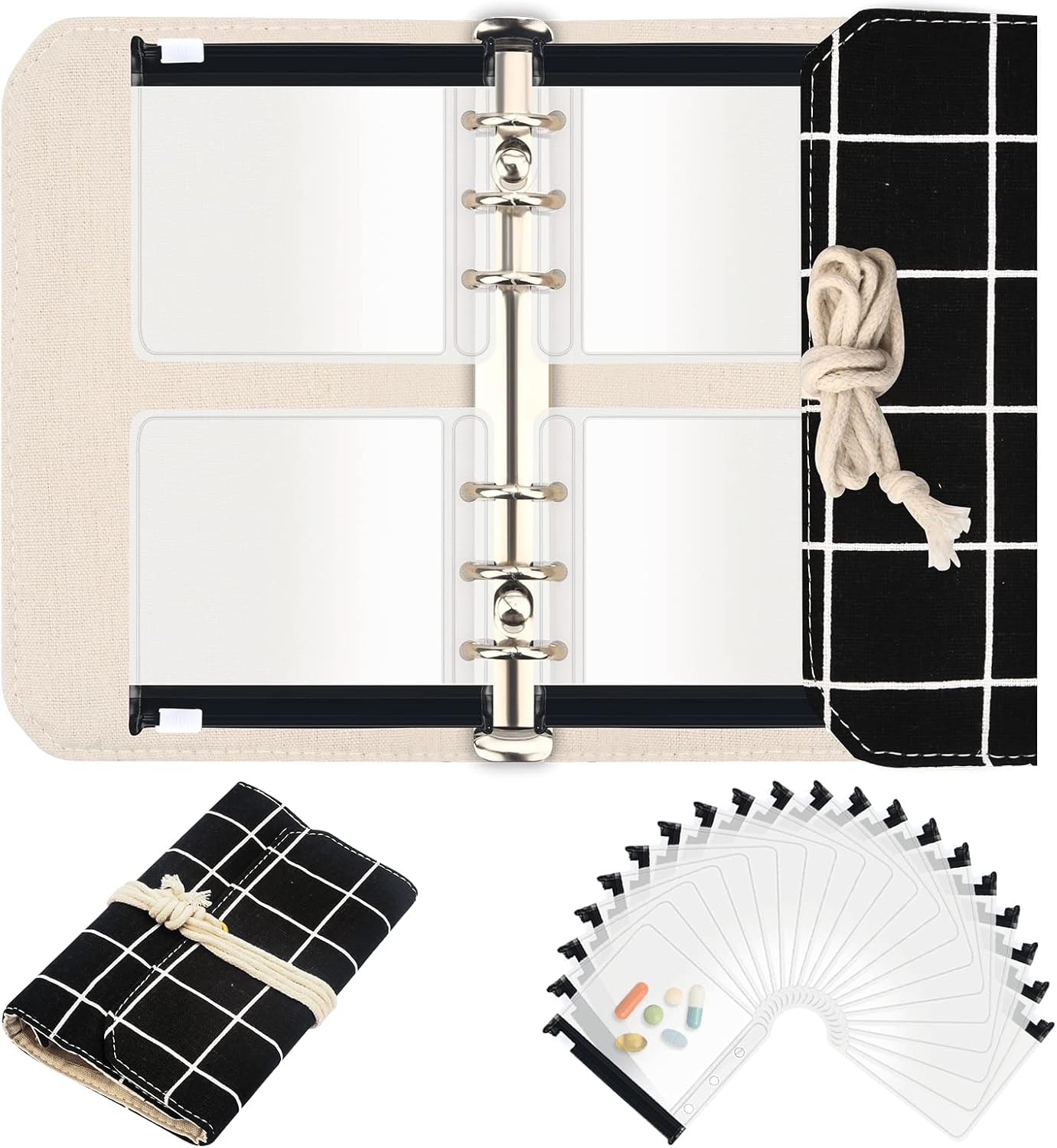 Pill Organizer Book, Pill Pouch Bags Zippered Reusable Pill Pouches Clear Plastic