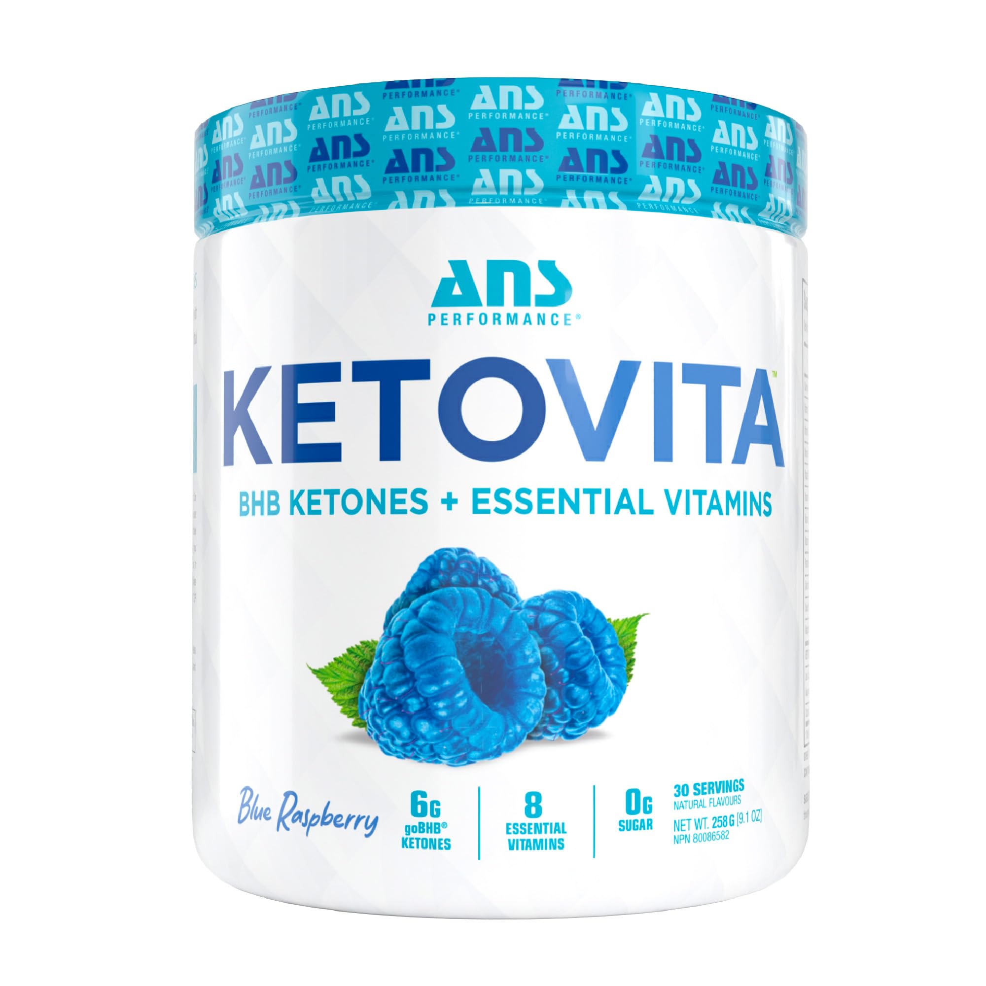 ANS Performance suplemento de cetonas BHB em pó 6 g sabor Blue Raspberry, 30 porções