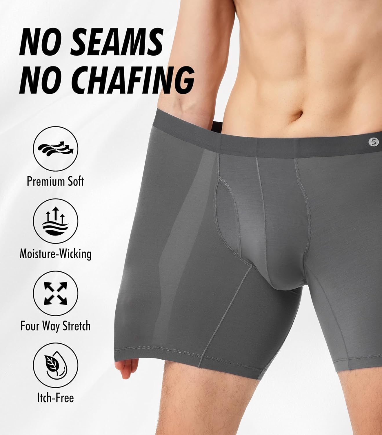 Separatec Mens Underwear with Separate Pouch Moisture Wicking Micro Modal Boxer Briefs Seamless Underwear with Fly 4 Pack - Image 6