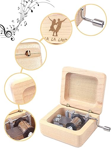 Vista 10 de ROSIKING Wooden Music Box Hand Crank Classic Musical Boxes Christmas Birthday Valentine's Day Gifts Plays Howl's Moving Castle-Merry Go Round of