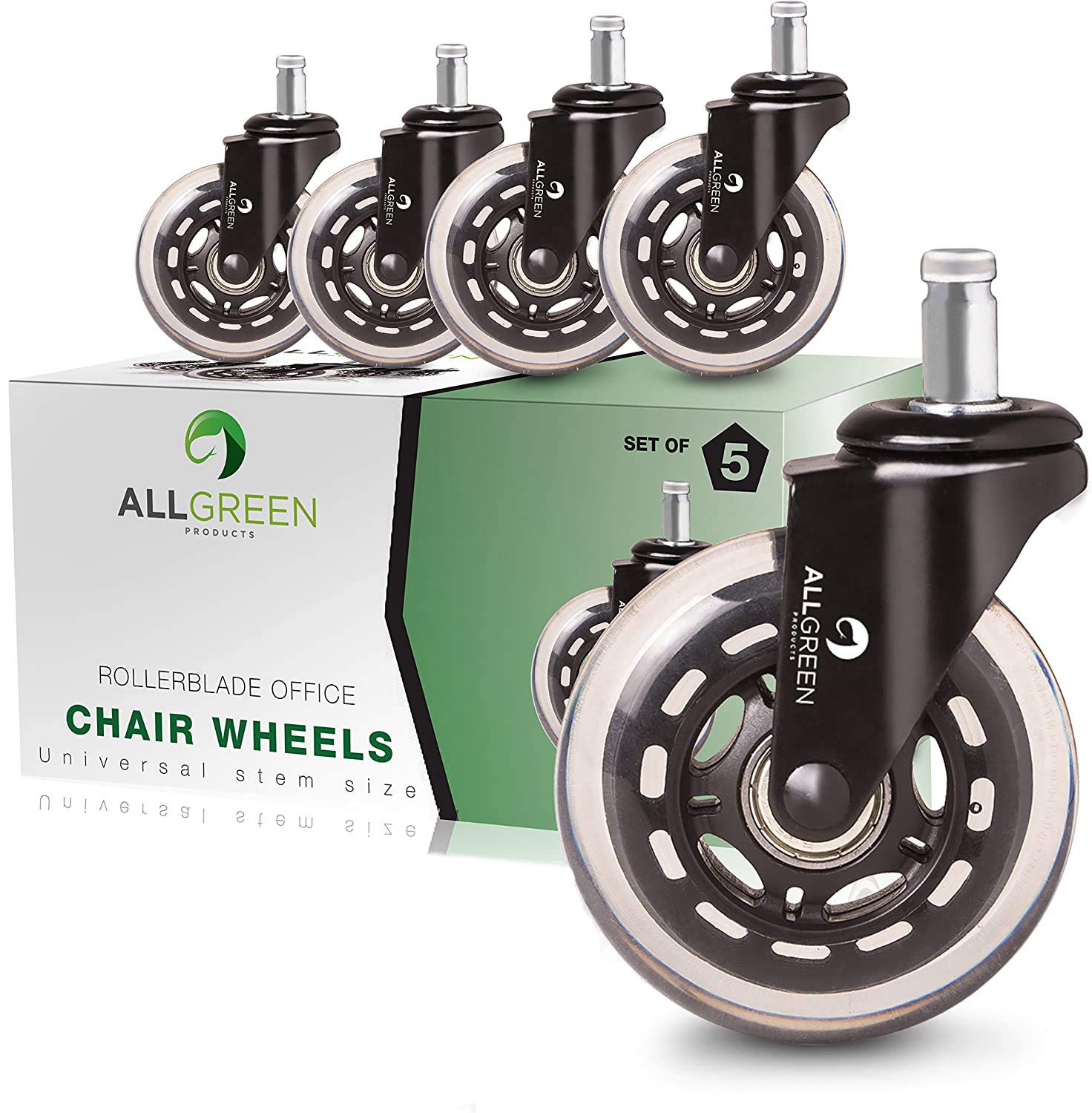 ALLGREEN Office Chair Caster Wheels Set of 5 Heavy Duty Casters. Safe