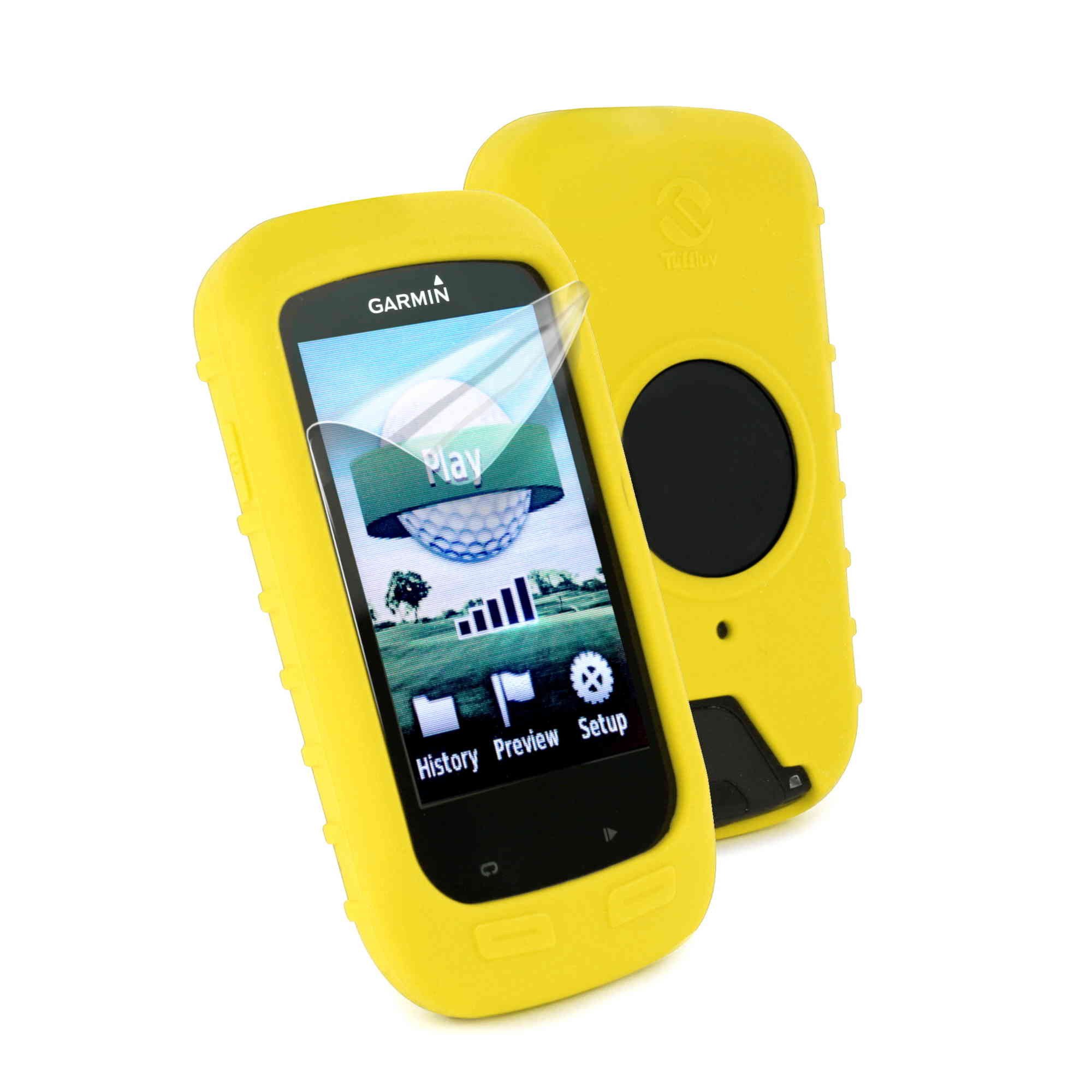 TUFF LUVH3_51 Silicone Gel Skin Case & Screen Cover for Garmin Golf Approach G8 - Yellow