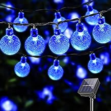 LQWELL® Guirlandes lumineuses solaires à l'extérieur - 40 LED - 10 M - IP44-8 Modes - Pour ExtÉRieur/IntÉRieur - Pour Imperméable Jardin, Terrasse, Balcon, Mariage, FÊTe (10M 40LED Bleu)
