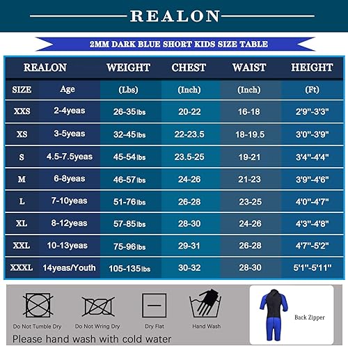 Miniatura 2 de REALON Kids Wetsuit for Toddler Girls Boys and Youth,3mm Neoprene Swimsuits Children Wet Suits 2mm ShortyFull Long Sleeve Back Zip in Cold Water