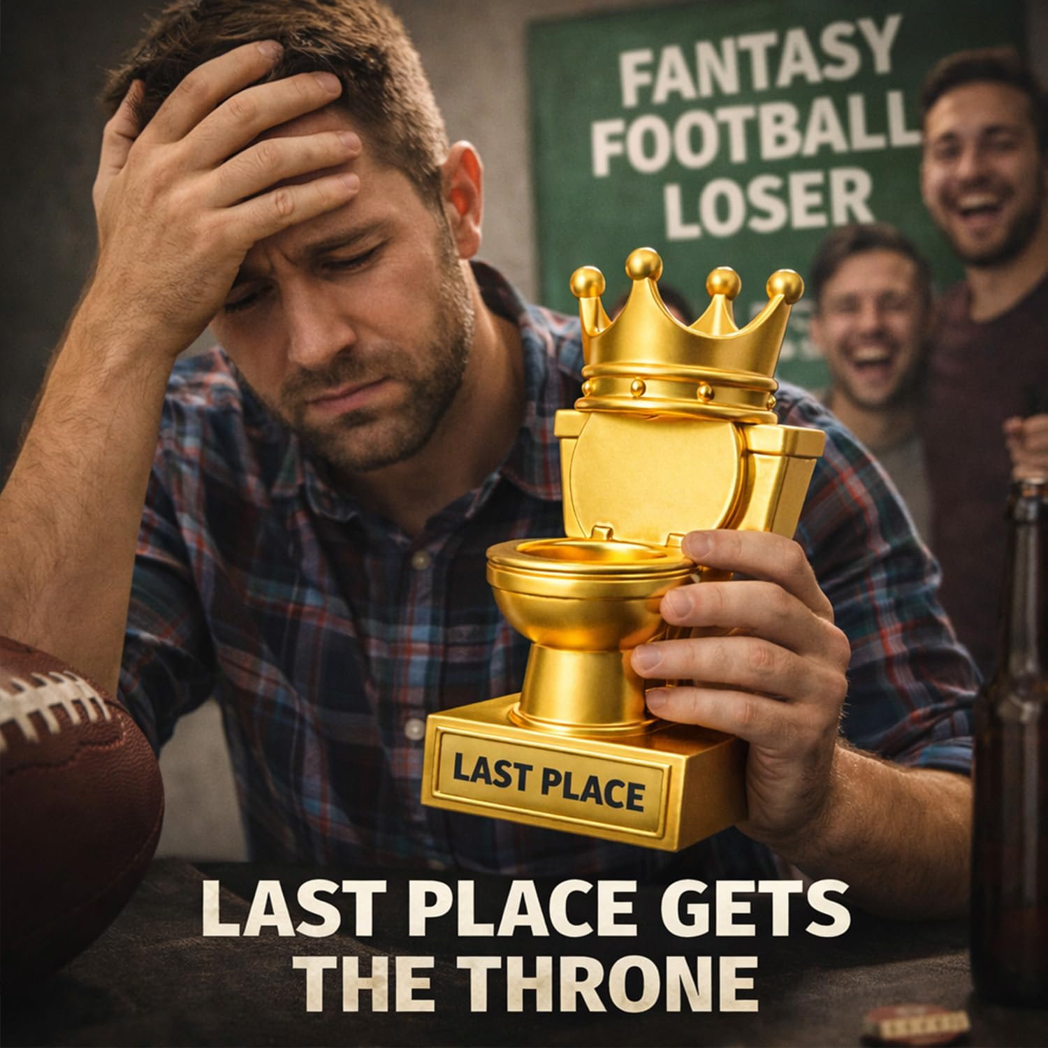 Last Place Trophy – 7" Tall Funny Loser Award for Fantasy Football, Office Games & Party Pranks, Gold Resin Trophy with Built-in Plaque, 7 Inch Tall