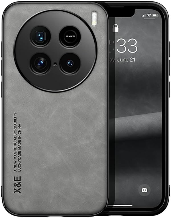 Funda para Vivo X100 Ultra, Textura Suave al Tacto, con Imán Integrado, Protección Anticaídas, Gris Claro