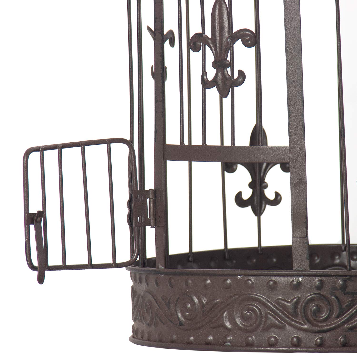 Dekorativer Vogelkäfig 2er Set aus Metall antik braun Vintage Deko Käfige groß 56 x 25 cm klein 45 x 19,3 cm zum Stellen oder Aufhängen für Innen und Außen