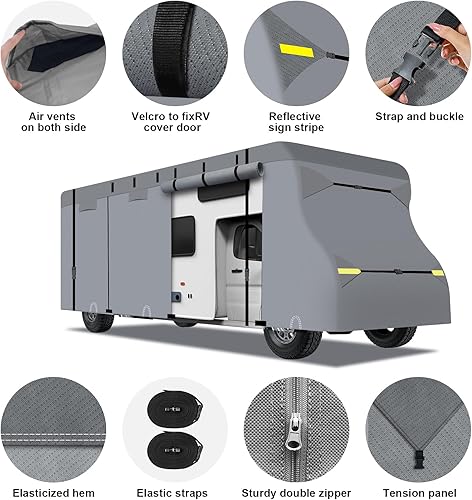 Miniatura 4 de Cubierta de autocaravana clase C  7 capas antidesgarros mejorada para autocaravana de 16 a 20 pies, impermeable, anti-UV, resistente al viento, con
