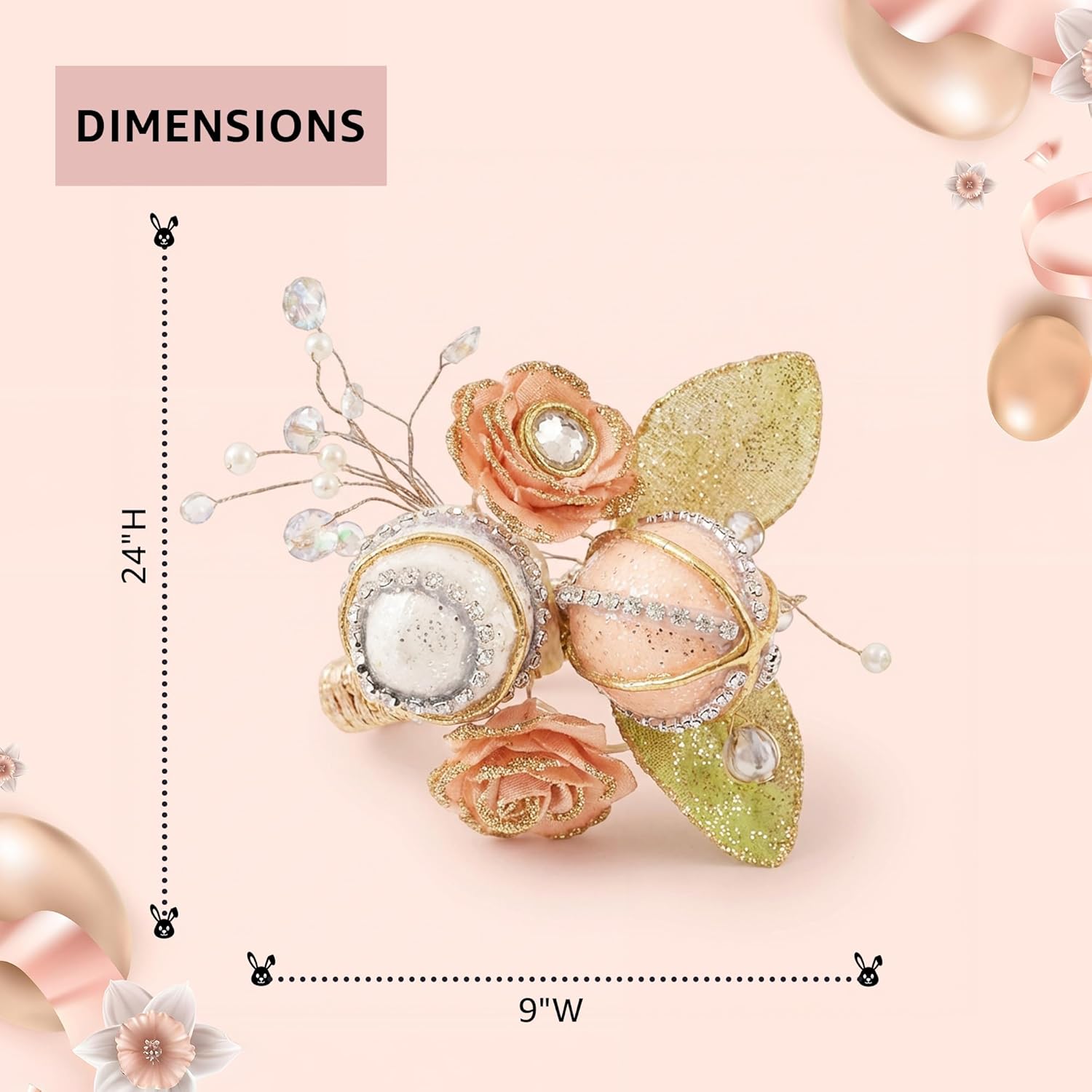 Elegant Napkin Ring Premium Handcrafted for Easter and Spring (Set 6 pcs) Easter Decorations - HOLIDAY TREE