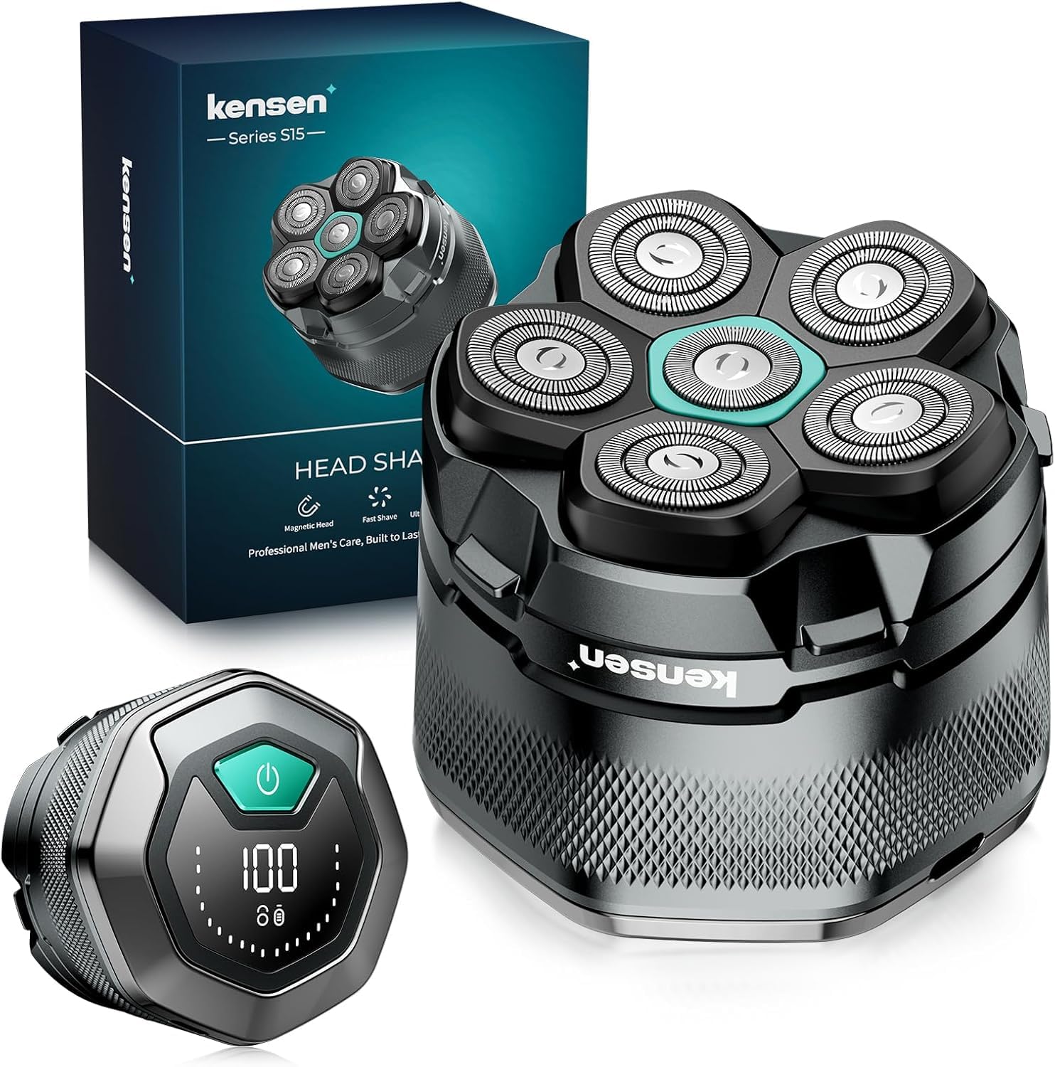 Glatzen Rasierer Herren, kensen Kopfrasierer Glatze Wasserdicht Kopf Rasierer Herren Wiederaufladbar Typ-c Head Shaver Men Magnetische Leicht zu Reinigen Akkulaufzeit 160 Mins