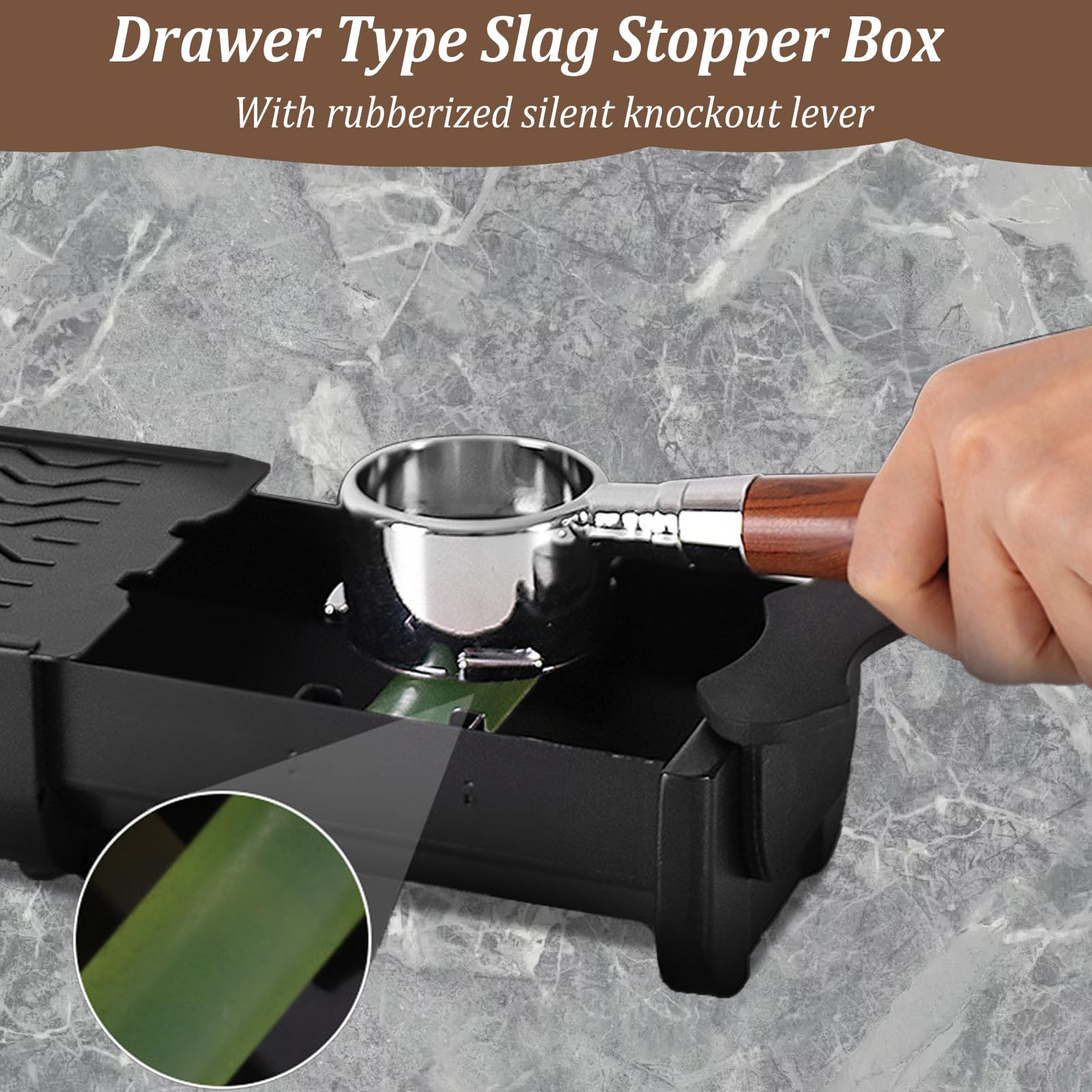 Cassetta per Caffè, Scatola Fondi di Caffè, Contenitore per Fondi di Caffè in Acciaio Inox,Cassetto per Fondo Caffe per Caffè a Cassetto per Casa, Cucine, Uffici, Negozi (27 * 12.5 * 6.5cm)