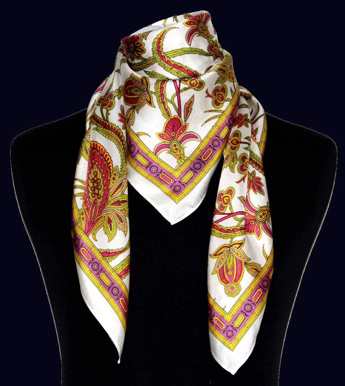 Lorenzo Cana Designer foulard 100% seta foulard da donna multicolore stampato 90 x 90 cm