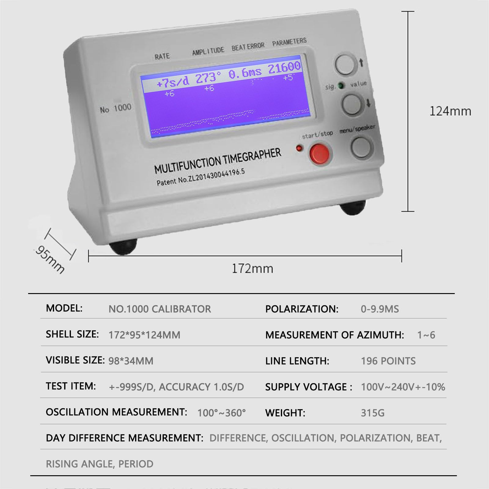 Tester maszyn rozrządu do zegarka – wielofunkcyjny timegrapher do testowania różnicy w dniach, huśtawki, polaryzacji i kąta wznoszenia