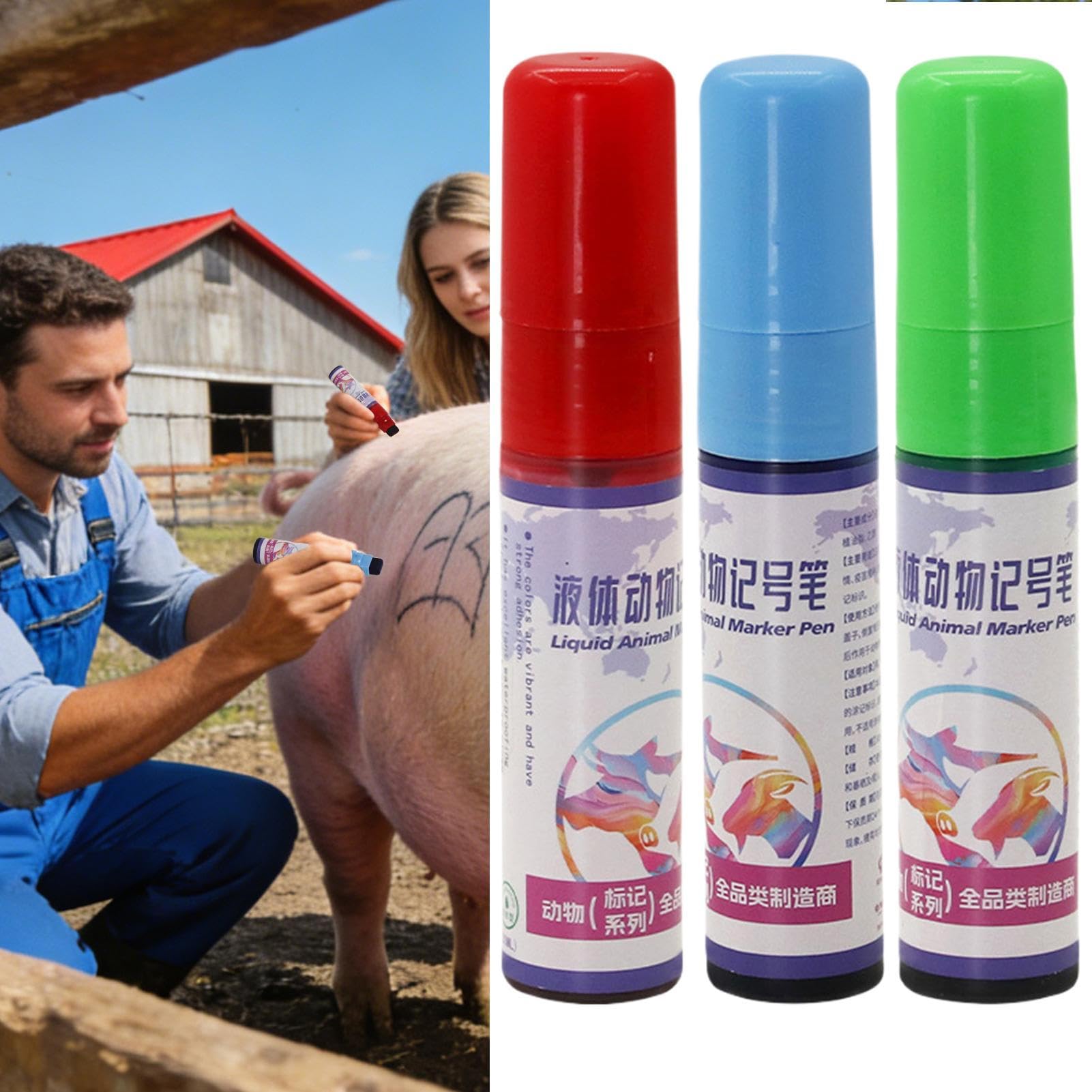 Marqueur Pour Bétail Et Animaux D'Élevage | 3 Marqueurs d'Identification Bétail - Stylos De Marquage Pour Vaches,Pour L'Élevage Des Bovins Ovins Caprins Agneaux Et Veaux En Agriculture