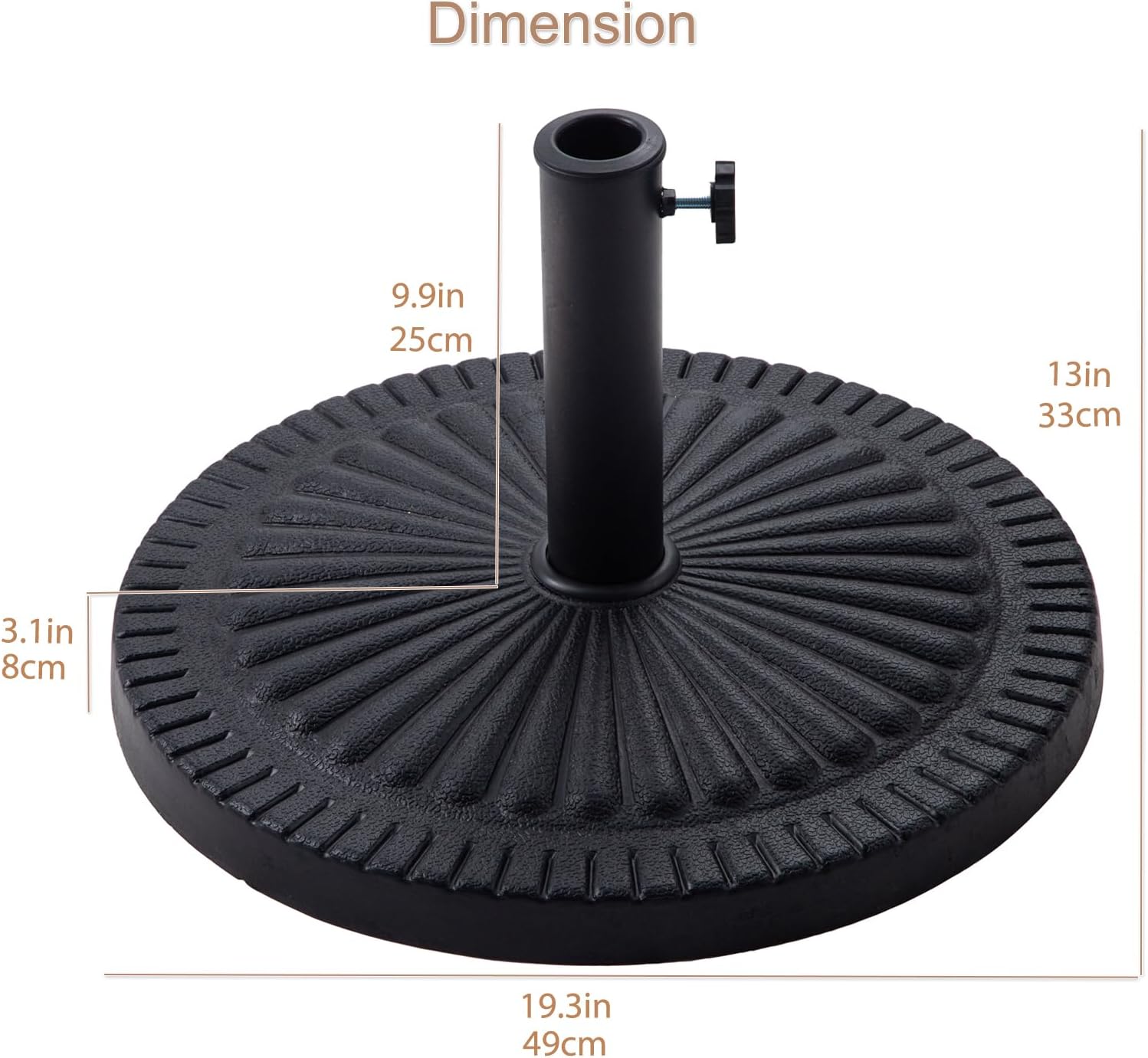 C-Hopetree 31 lb Round Heavy Duty Base Stand for Outdoor Patio Market Table Umbrella, Black