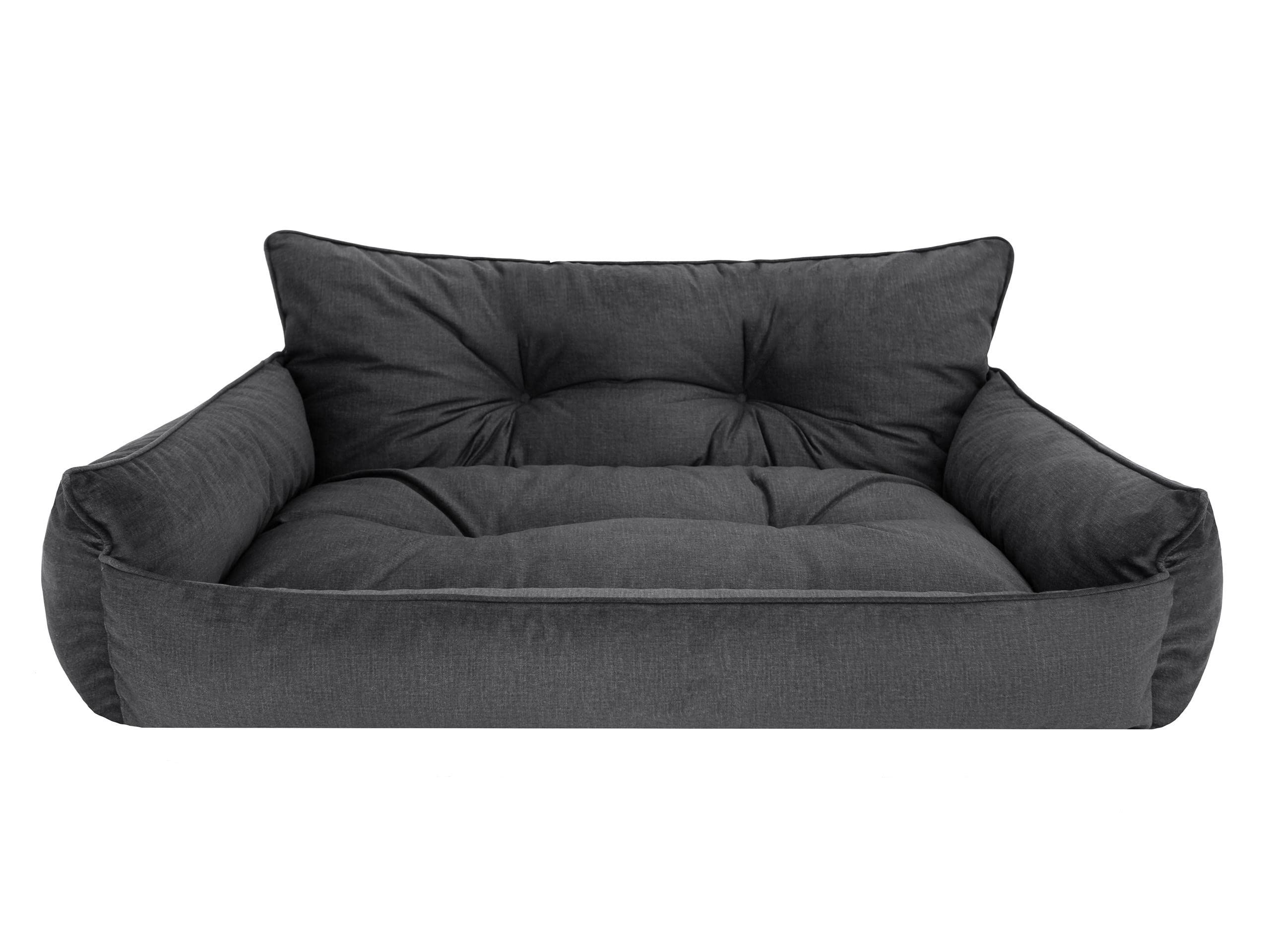 PillowPrim Legowisko dla Psa XL - Pikowana Leżanka, Poduszka, Materac, Sofa - 82 x 63 cm, Grafitowe, Fantazyjne