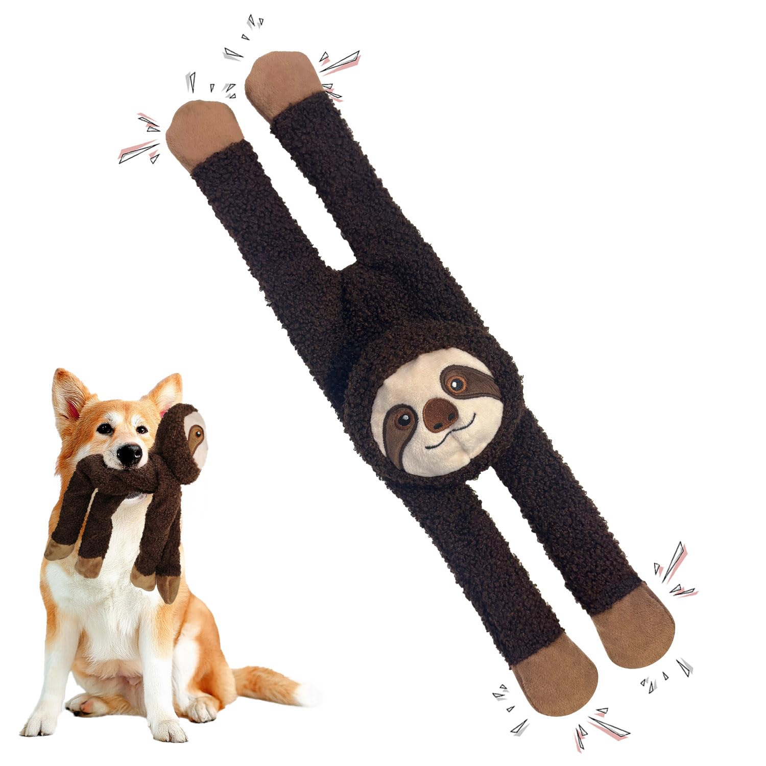 Hundespielzeug Small Dogs - Durable Puppy Toy Chew Toy Dog Toy Plush Cuddly Toy Dog Toys Intelligence (Sloth B)