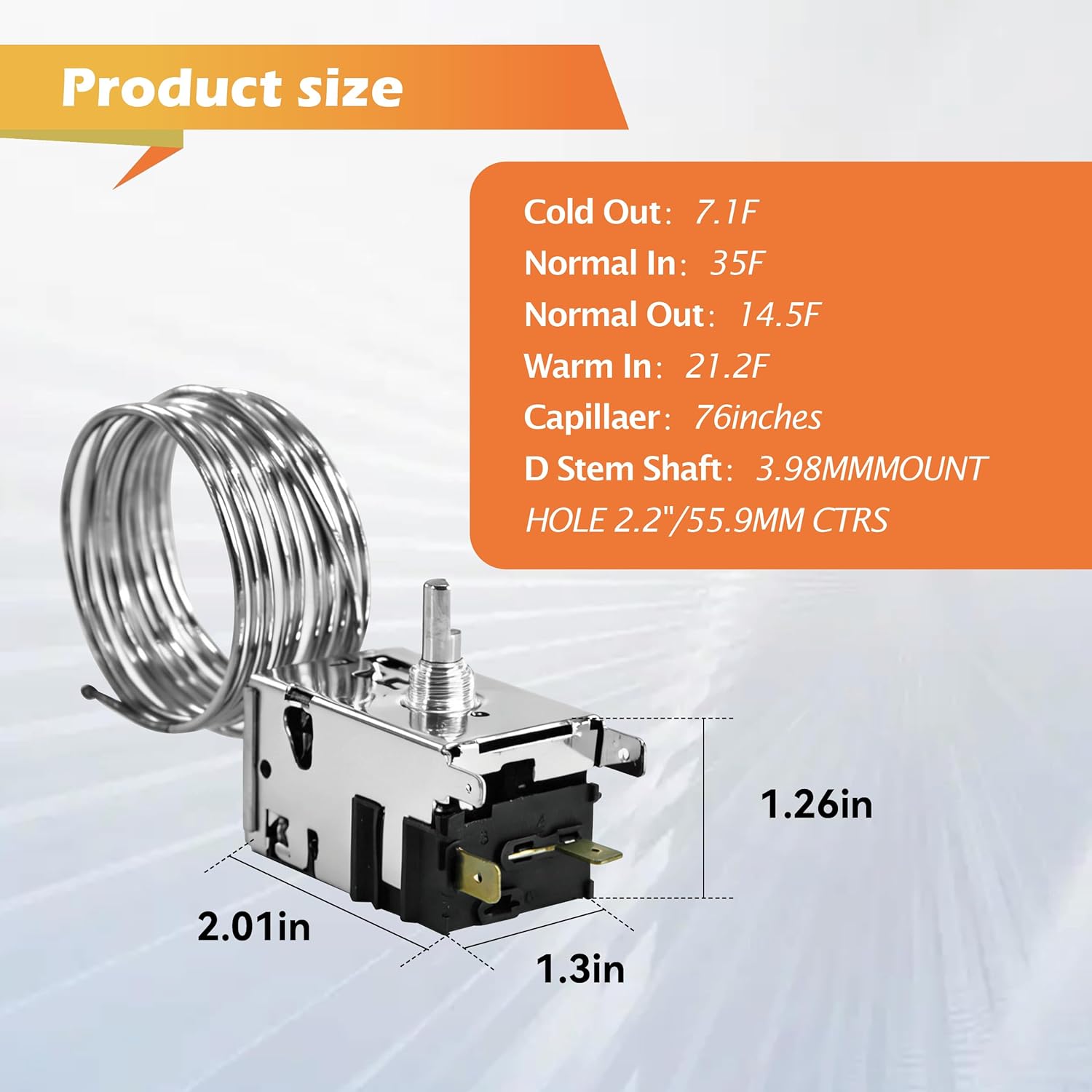 800366 Temperature Control Kit Compatible with True Refrigerator, Commercial Refrigerators And Freezers,Replace 077B6806, 077B7172, 988282 &76" Coil Sensing Thermostat