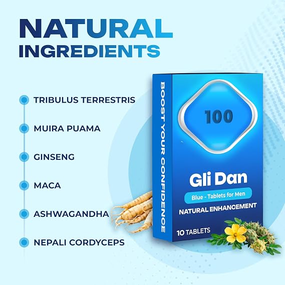 Glidan - 10 Tablets for Men - Vitality and Stamina Support - Ginseng Supplement for an Active Lifestyle - Made in the UK