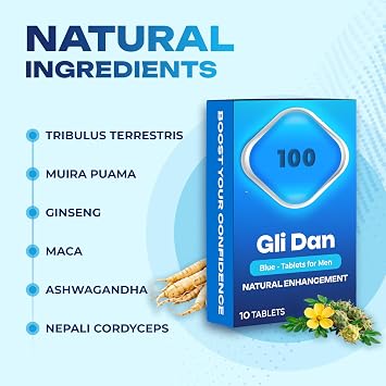 Glidan - 10 Tablets for Men - Vitality and Stamina Support - Ginseng Supplement for an Active Lifestyle - Made in the UK
