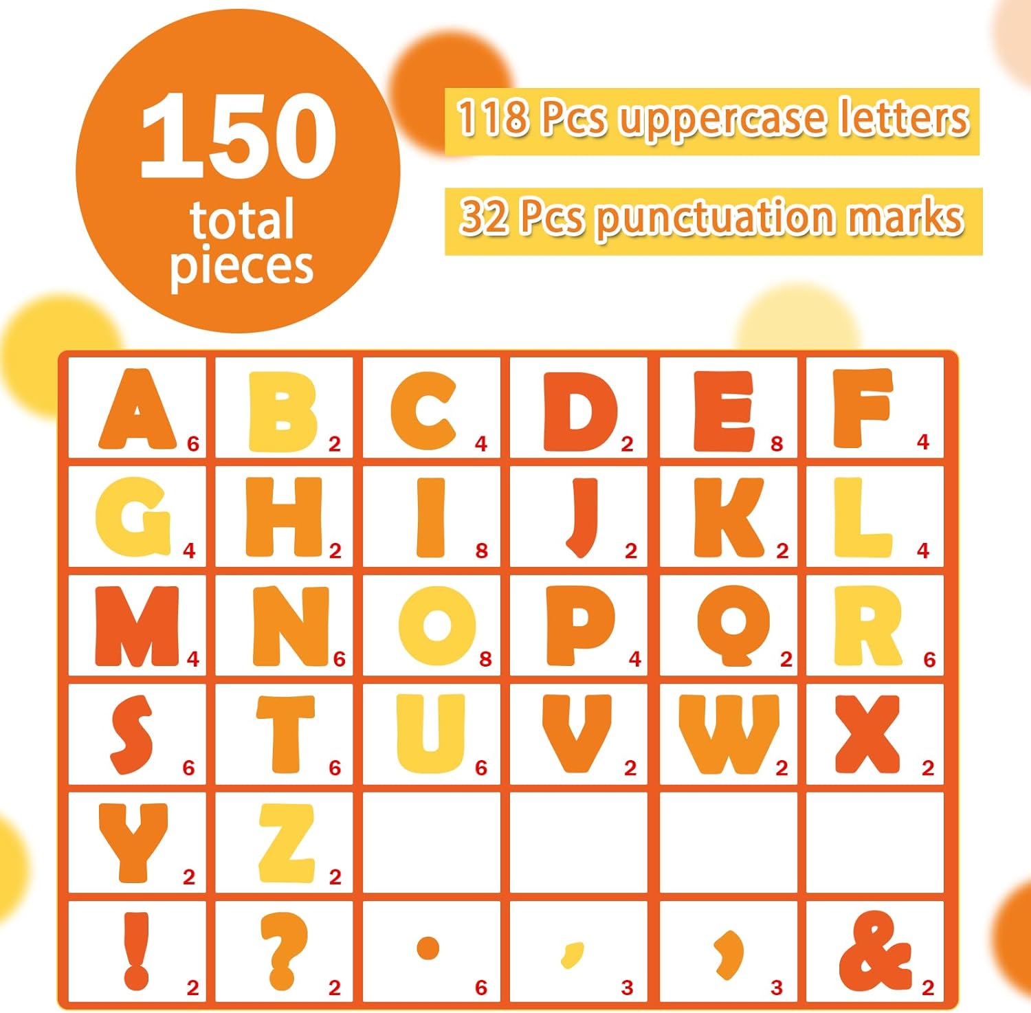 Lonfliness 150PCS Large Fall Bulletin Board Letters Orange Alphabet Punctuation Cutouts Combo Pack Set Letter for Bulletin Board Autumn Classroom Display Wall Home School Poster Decor