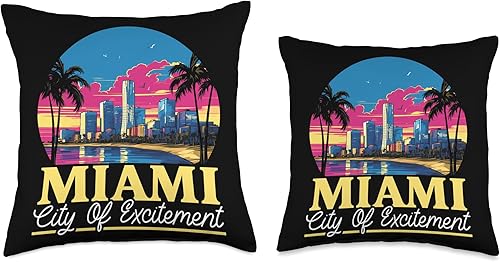 Miniatura 3 de Miami City Florida USA SteMi Apparel Miami City Florida USA America United States Throw Pillow, 16x16, Multicolor