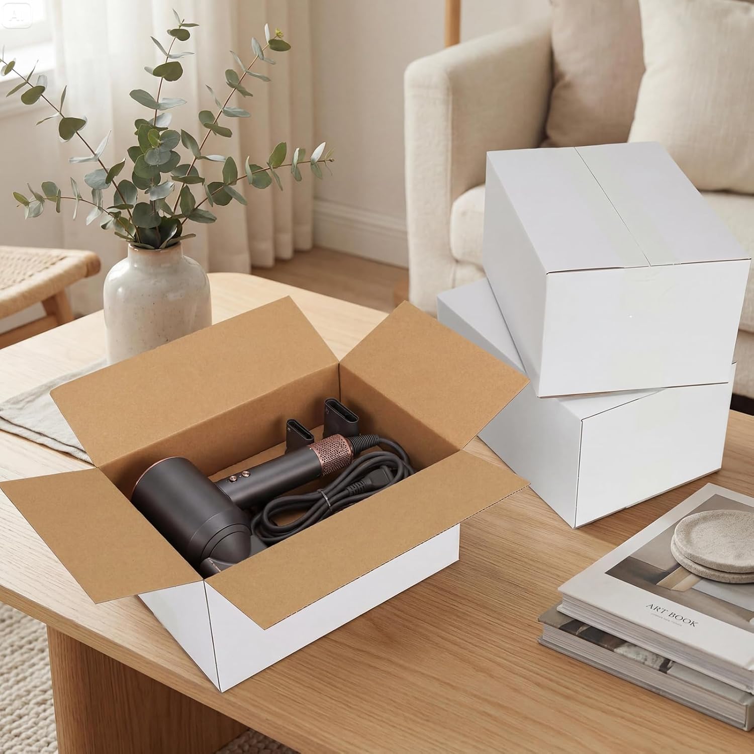HORLIMER 10x7x5 Shipping Boxes Set of 30, White Corrugated Cardboard Mailer Box for Packing Small Business