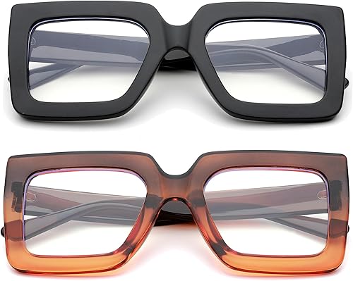 Pro Acme Gafas de bloqueo de luz azul, marcos cuadrados grandes, anteojos falsos para mujer