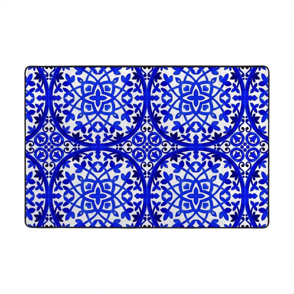 Tapis de sol anti-peluche aquarelle bleu CHEHONG velours épais
