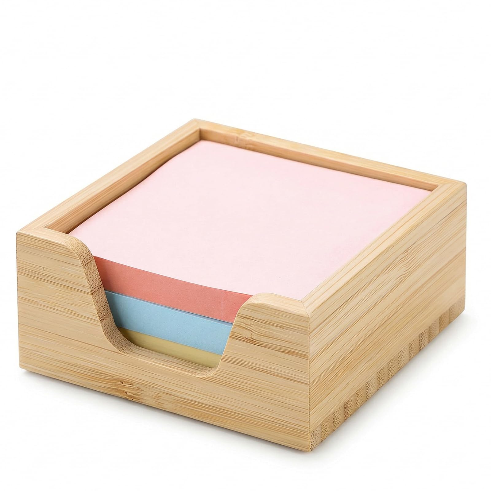 Bambus-Haftnotizhalter für 3 x 3 Notizen, Haftnotizspender für Schreibtisch, moderner Post-It-Notizhalter, Büro-Schreibtisch-Organizer, Zubehör für den Arbeitsplatz