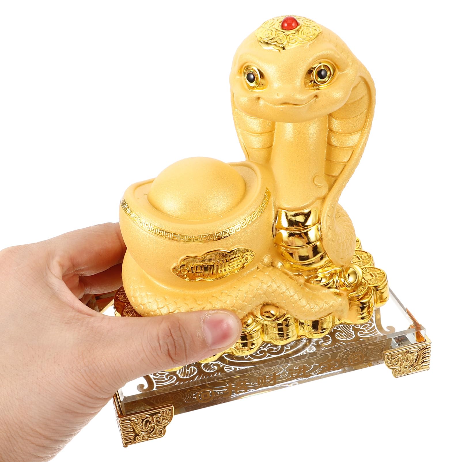 Toyvian Chinesische Tierkreiszeichen Dekorativ und Symbolisiert Glück aus Kunstharz Schlangenfigur mit Goldenen Akzenten Elegante Tischdekoration für Jahr 2025