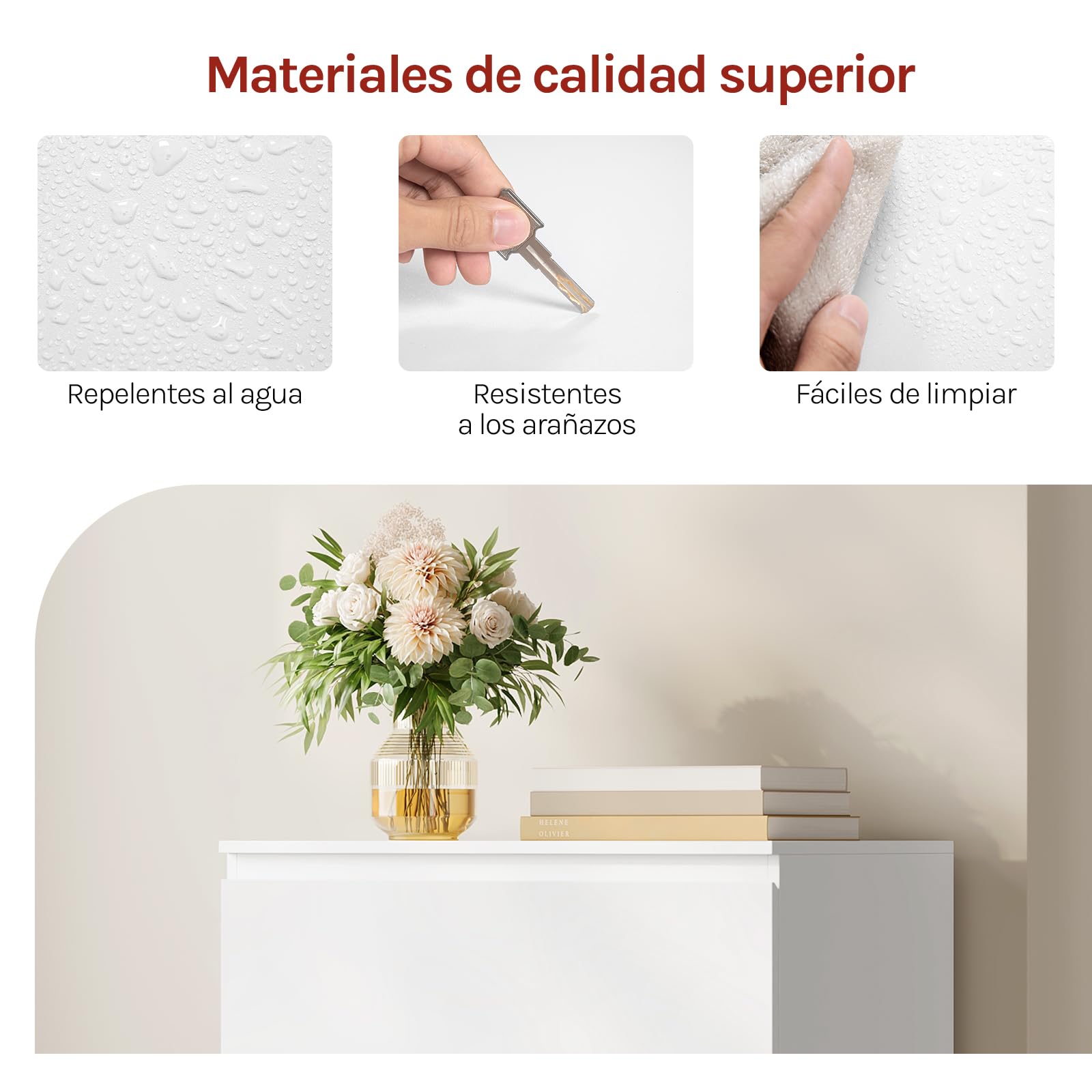 WOLTU Comoda Dormitorio, Cajonera de 5 Cajones Almacenaje, Cómoda Blanca, Mueble de Habitacion, Aparador Moderno para Salón Dormitorio, 60x37x110 cm, KMD006ws
