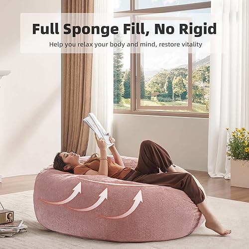 Miniatura 6 de Puf para adultos, 4 pies, puf con relleno incluido, silla de espuma viscoelástica, muebles para la venta, cómoda bolsa de felpa para dormitorios,