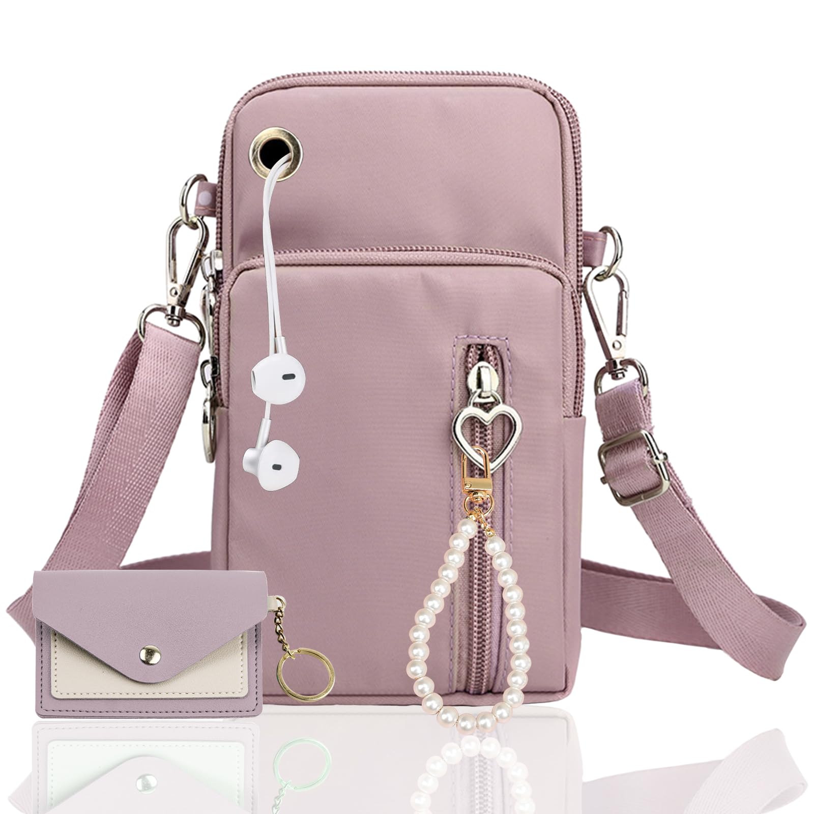 Mini Sacoche Bandoulière Téléphone Femme En Cuir PU - Pour écran Jusqu'à 6.5", 2 Compartiments