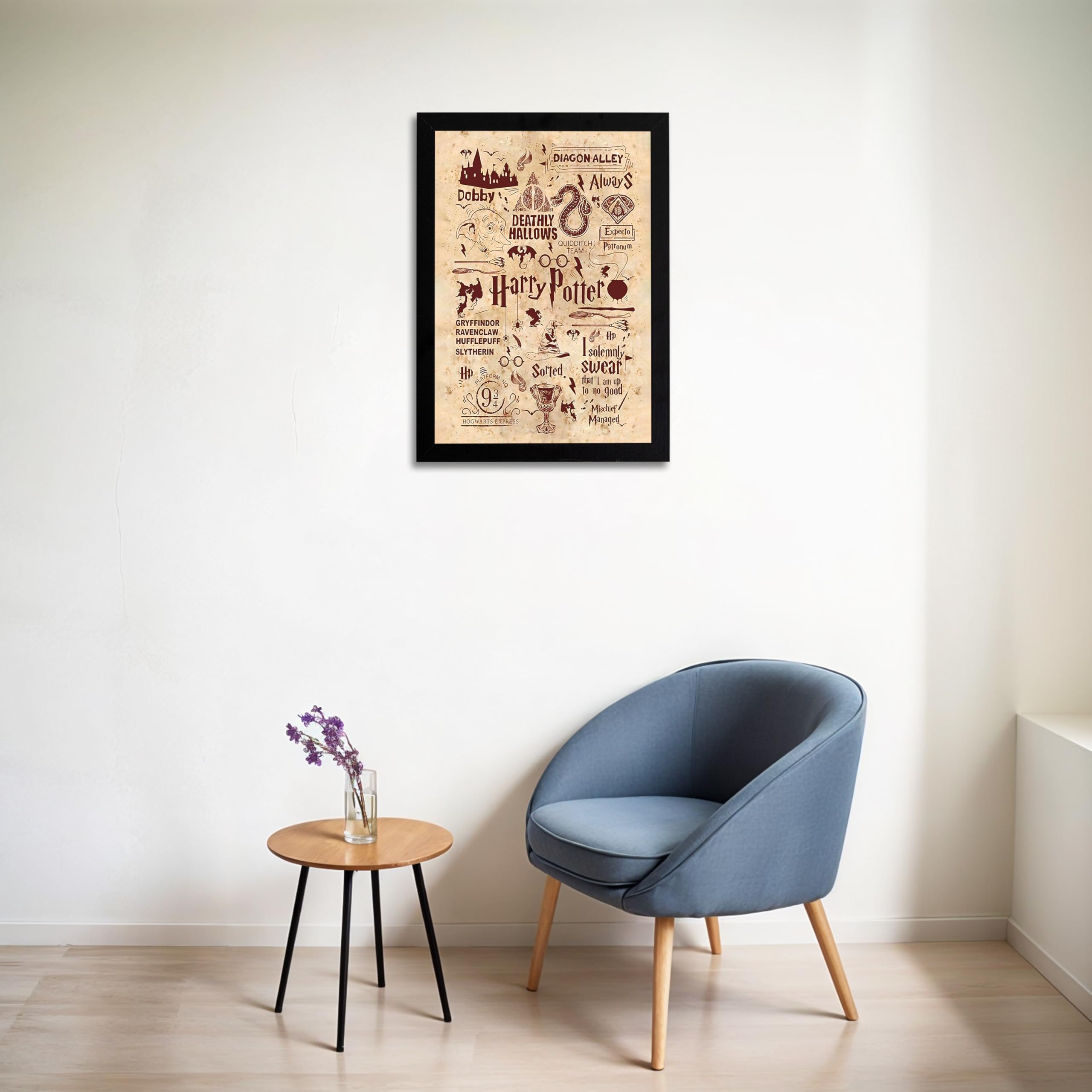 MODERN GALLERY MART Harry Potter Poster with Frame - A4 Size (8.3 x 11.7 inch) | Hogwarts Wall Art for Bedroom, Office, or Dorm | Great Gift for Fans (Harry Potter Design) 1