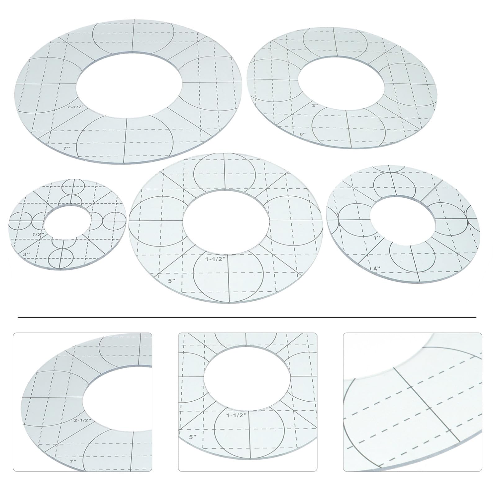 Alasum Set 5 Pezzi Patchwork in Acrilico Resistenti All'abrasione e Sicuri da Usare, per Cucito e Ricamo Superficie Antiscivolo