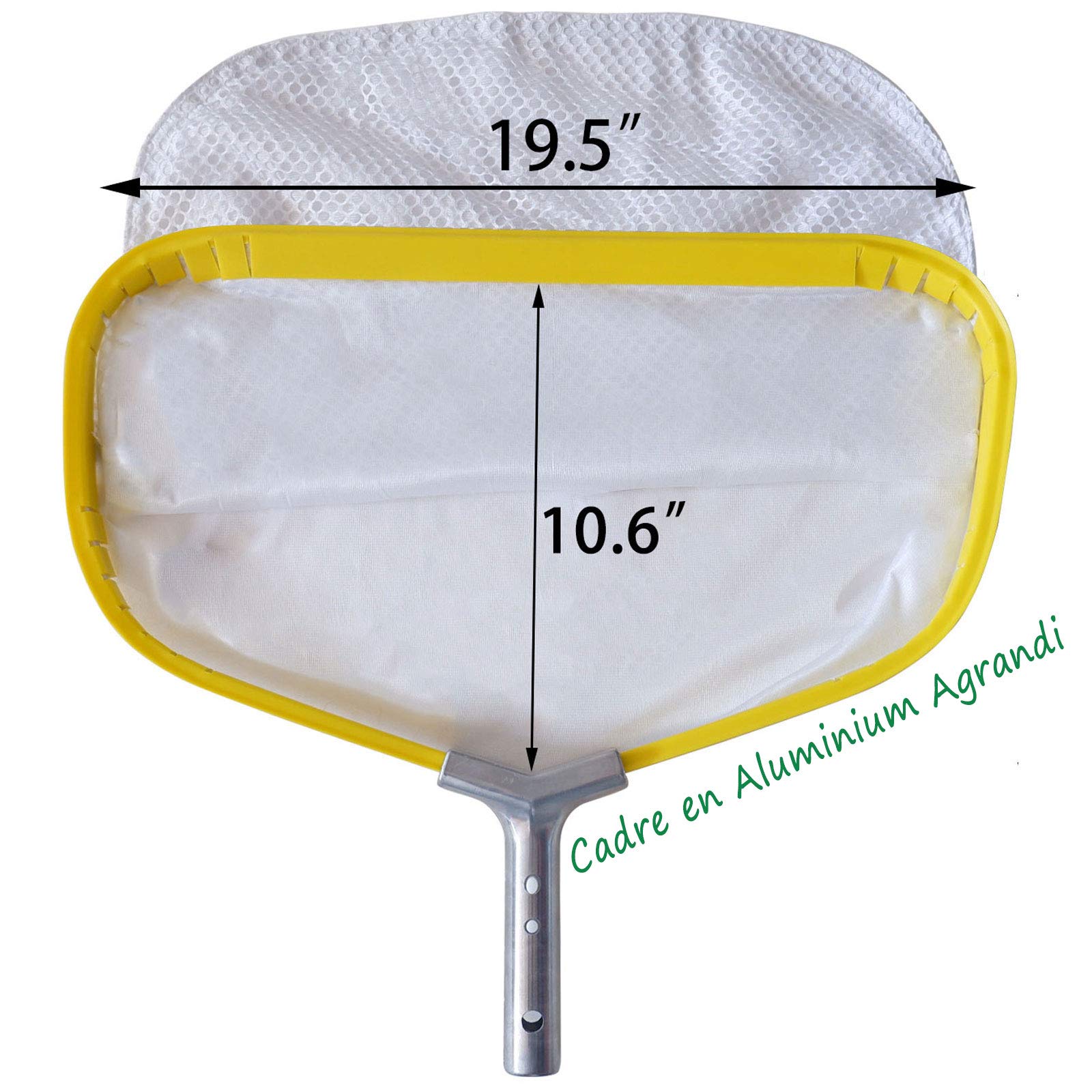 Professionnelle Piscine Épuisette, Lourd Fardeau Filet Profond avec Cadre en Aluminium, Robuste Maille Fine Balai pour Nettoyer Bassin Feuilles Pollens Insectes, Pool Skimmer Rake Net