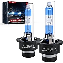 D2S HID Headlight Bulbs, 6000K 35W Xenon OEM Replacement 85122 66240 | Daylight White,Anti-aging Blue Coating, Road Legal Ready, Pack of 2