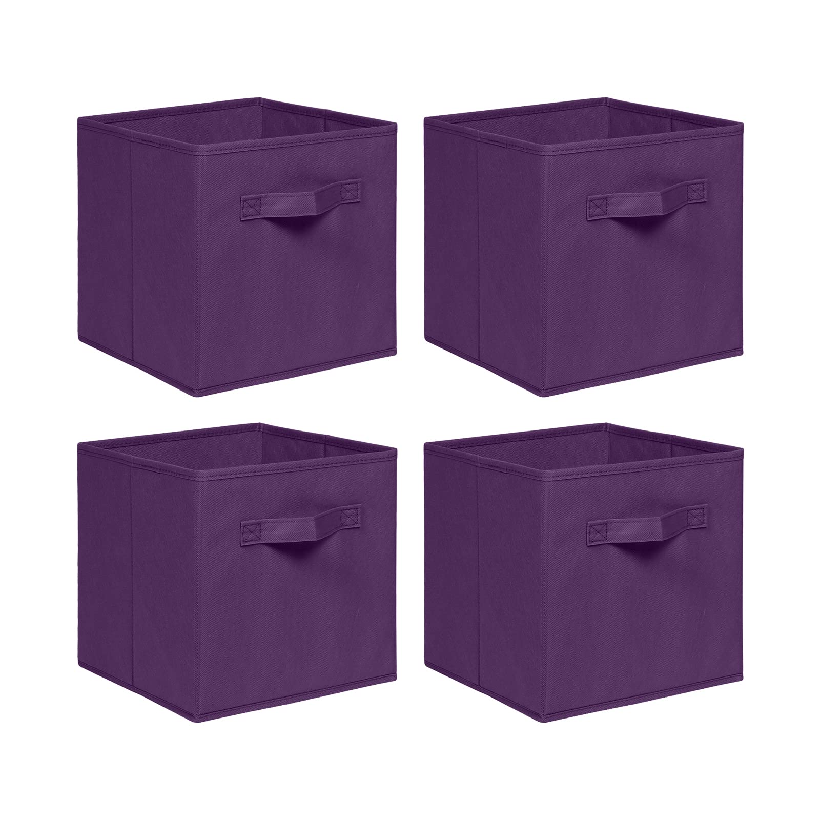 NICEME Foldable Cube Storage Unit Boxes, Non-Woven Fabric Storage Boxes Set, Clothes Drawers for Shelves, 26.5x26.5x28 cm (Dark Purple, Set of 4)