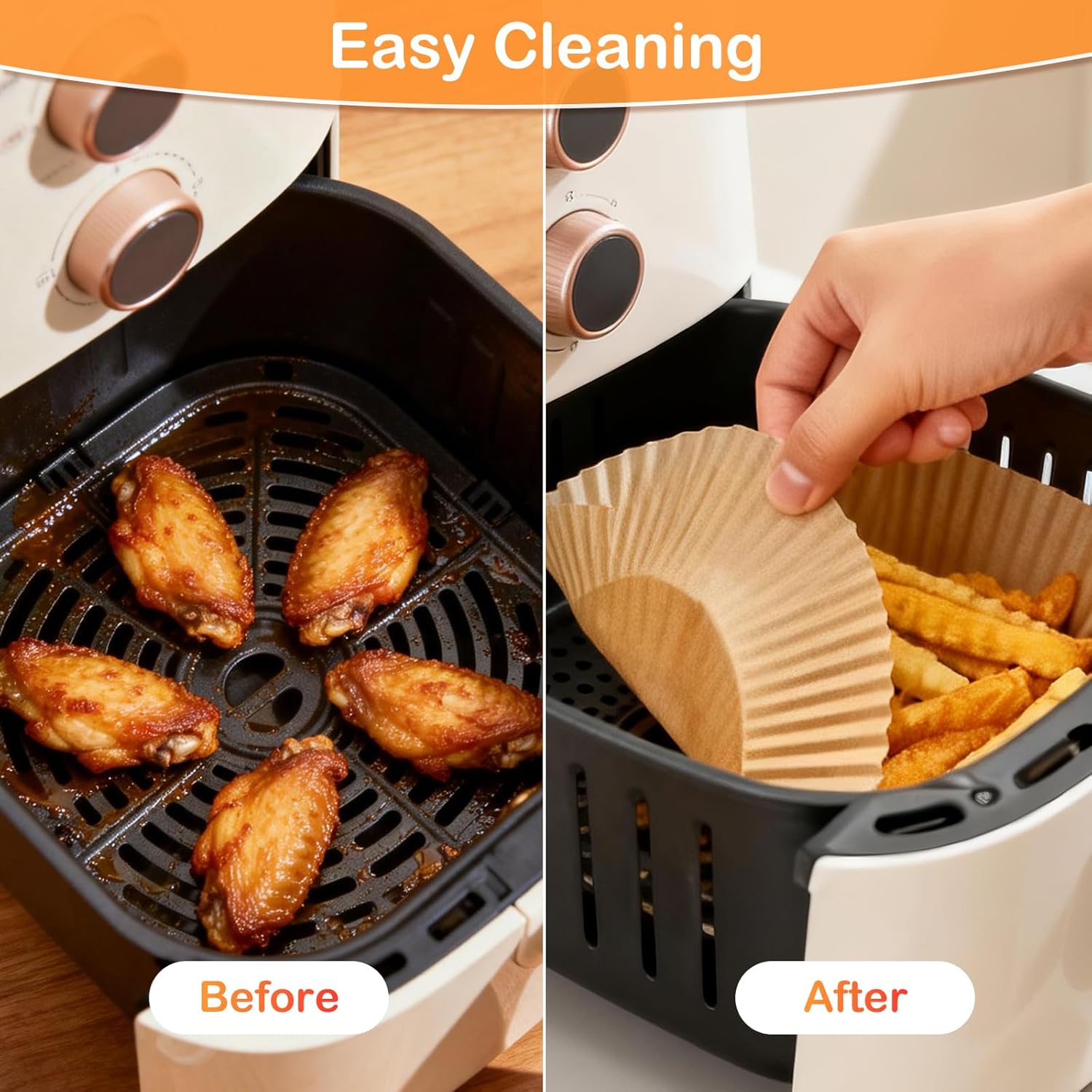 400 Pcs Air Fryer Liners Disposable, 8” Square Unbleached Heavy Duty Air Fryer Paper Liners, Parchment Paper for 5-8 qt Airfryer Basket, Non-Stick & Non-Leak Airfryer Liners for Deep Fryer Accessories