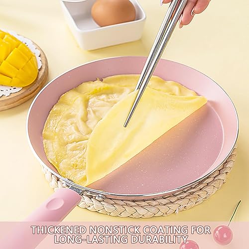 Miniatura 2 de JUSTUP Juego de sartenes antiadherentes, juego de 3 ollas y sartenes antiadherentes, juegos de utensilios de cocina rosa con revestimiento