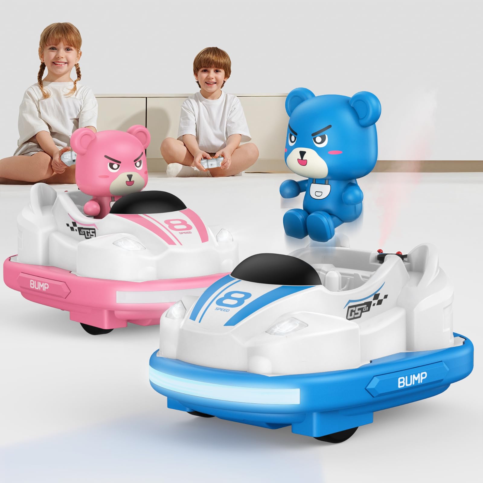 V998 2-Players Remote Control Car, RC Ejecting Bumper Cars with Music & Lights, Cute Bear Race Car Perfect for Kids 8+, Bringing Fun, Skill Development, Toys for Ages 6-13 Kids