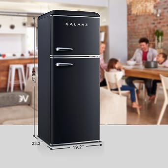 Galanz GLR46TRDER Retro Compact Refrigerator with Freezer Mini Fridge with Dual Door, Adjustable Mechanical Thermostat, 4.6 Cu Ft, Black