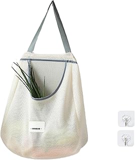 Générique Pflanzliche Netztaschen, wiederverwendbare Aufbewahrungsbeutel, Obst- und Gemüsebeutel, Aufbewahrungskorb aus Netzstoff, multifunktional, 45 x 10 x 40 cm, Gray Single, Se référer au