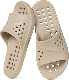 Shower Shoes for Womens Mens Massage Pool Slides with Arch Support Quick Drying Beach Slippers Summer Non Slip Bathroom Indoor Outdoor House Sandals with Drain Holes