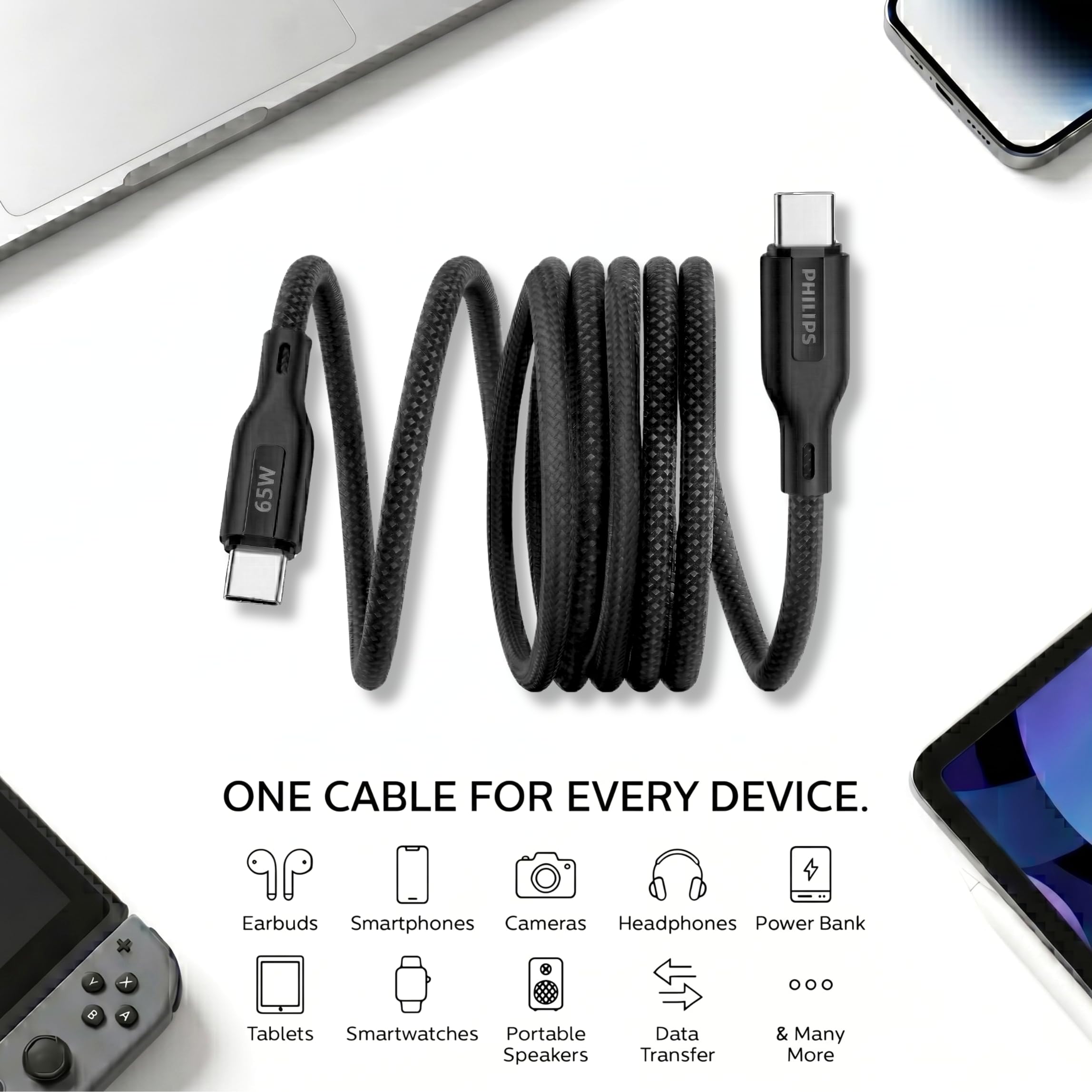 Philips 65W USB-C to USB-C Cable - Fast Charging -6