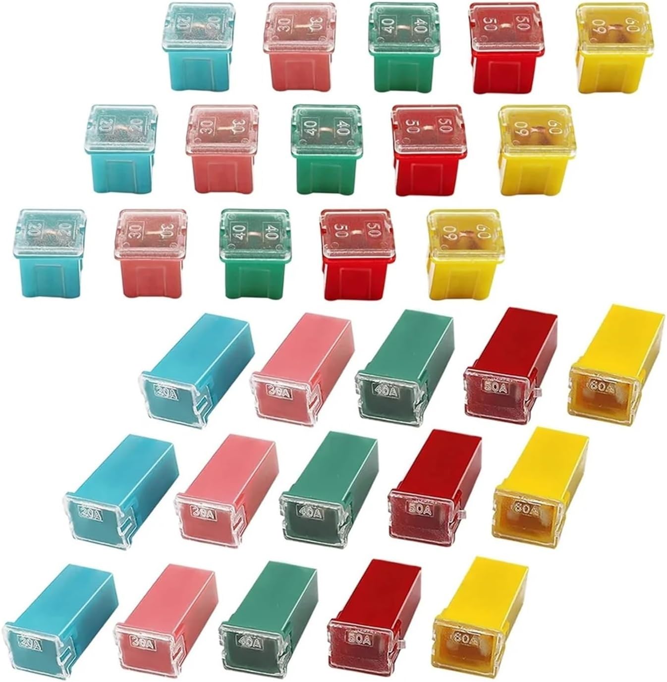 30PCS Tall/Standard and Low Profile Box Shaped Fuses Assortment Kit